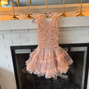 Popatu Ruffled Tulle Party Dress in Blush Pink girls size 6-7